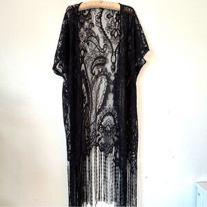 Source Unknown Black Lace Kimono Wrap